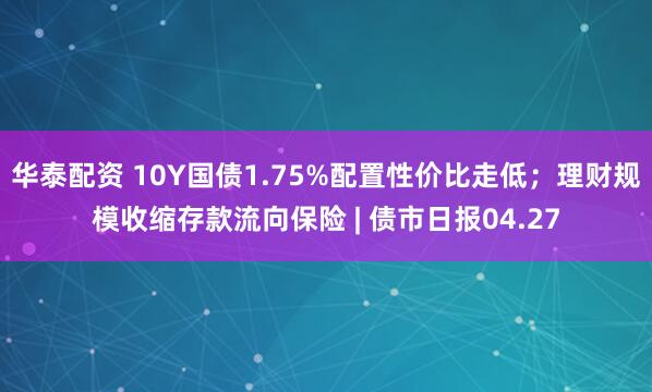华泰配资 10Y国债1.75%配置性价比走低；理财规模收缩存款流向保险 | 债市日报04.27