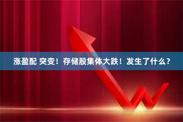 涨盈配 突变！存储股集体大跌！发生了什么？